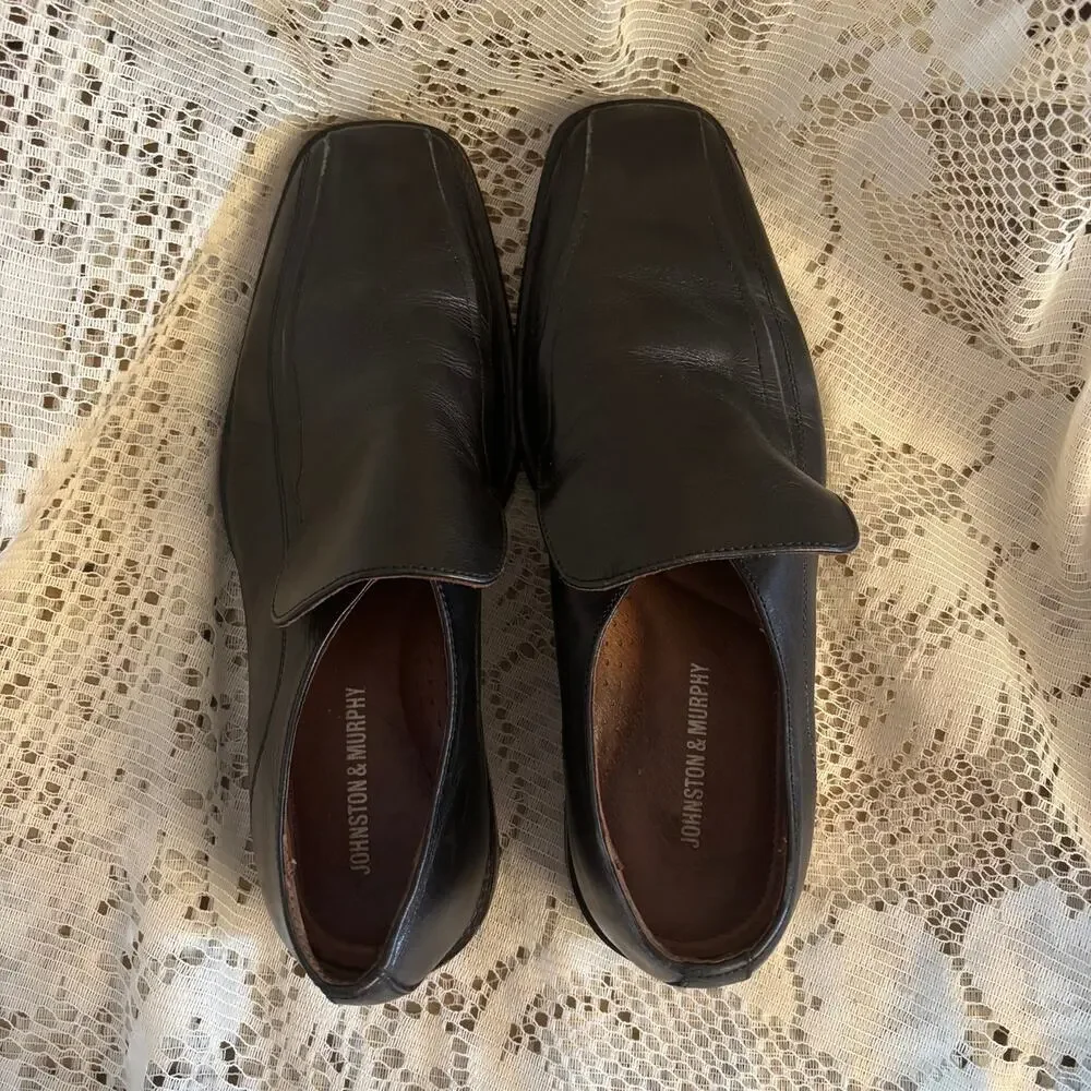 Johnston & Murphy Men's US 9.5 M Black Leather Loafer Dress Shoes